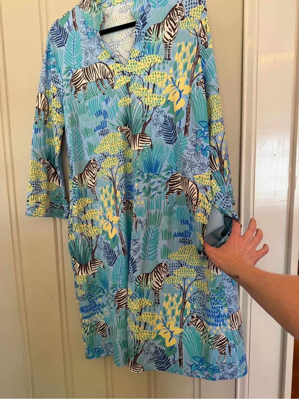 J.  McLaughlin Zebra Women’s Shift Dress size XL Summer pockets - Picture 3 of 7